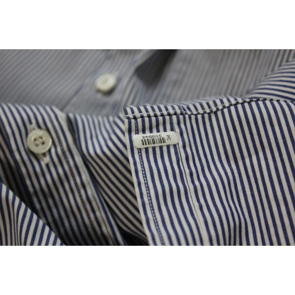 Gucci Blue Stripe High-end Career‎ Shirt Slim Fit Authentic Men's 44 17 1/2
